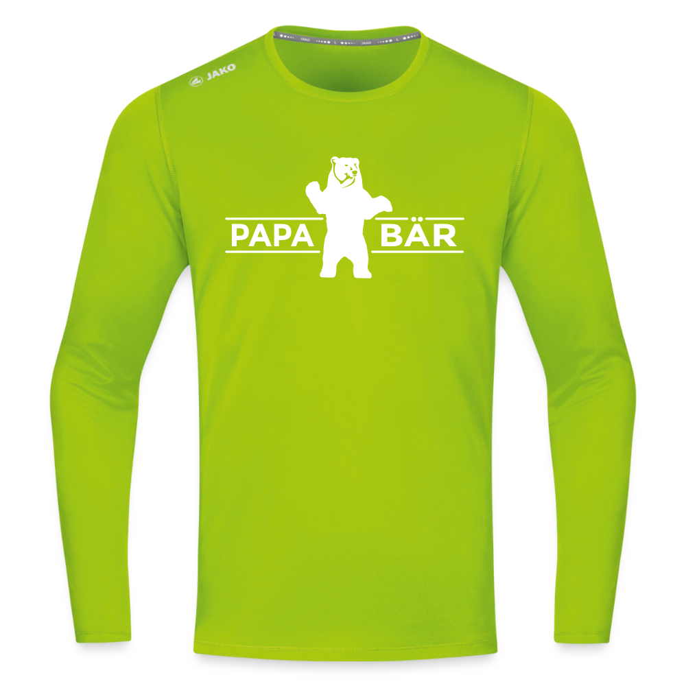 Papa Bär - Männer Sport Langamshirt - Neongrün
