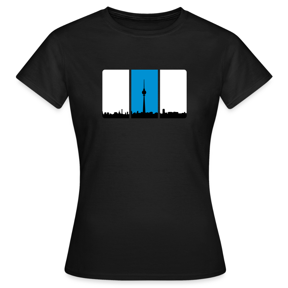 Berliner Skyline in Streifen - Frauen Premium T-Shirt - Schwarz