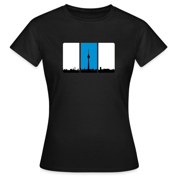 Berliner Skyline in Streifen - Frauen Premium T-Shirt - Schwarz
