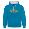 Tach! Ick steh uff Esel! - Kontrast Hoodie - Pfauenblau/Grau meliert