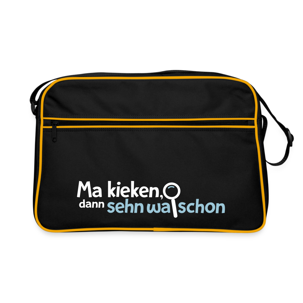 Ma kieken, dann sehn wa schon - Retro Tasche - Schwarz/Gold