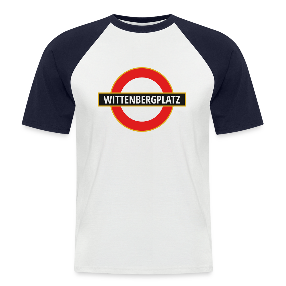 Wittenbergplatz - Männer Baseball T-Shirt - Weiß/Navy
