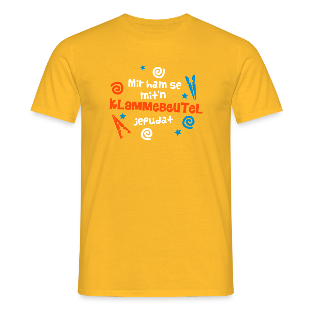 Mit'n Klammabeutel jepudat - Männer Premium T-Shirt - Gelb
