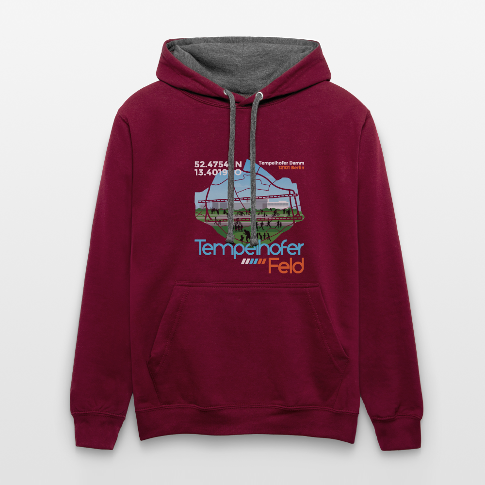 Tempelhofer Feld - Kontrast Hoodie - Weinrot/Anthrazit