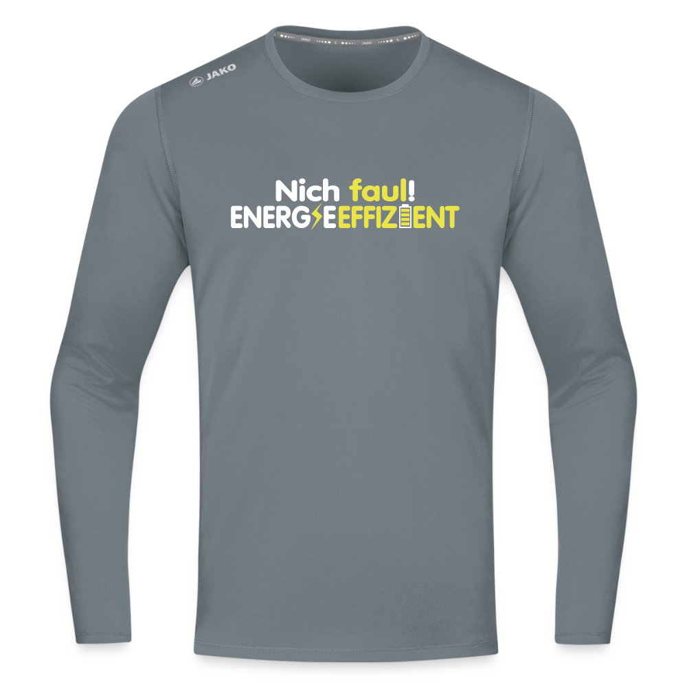 Nich faul! Energieeffizient! - Männer Sport Langamshirt - Grau