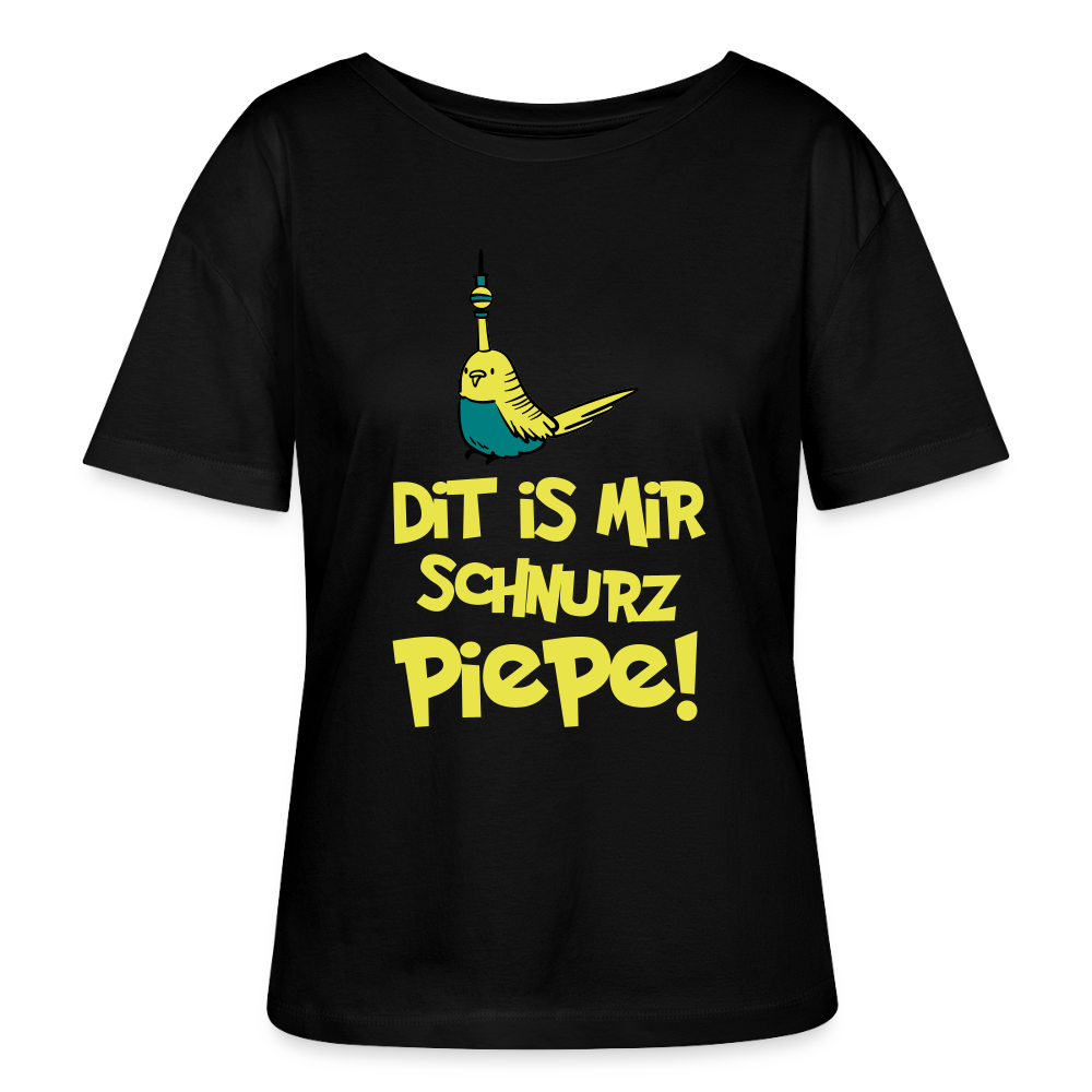 Schnurz Piepe mit Piep - Relaxed Rundhals Frauen Bio-T-Shirt - Schwarz