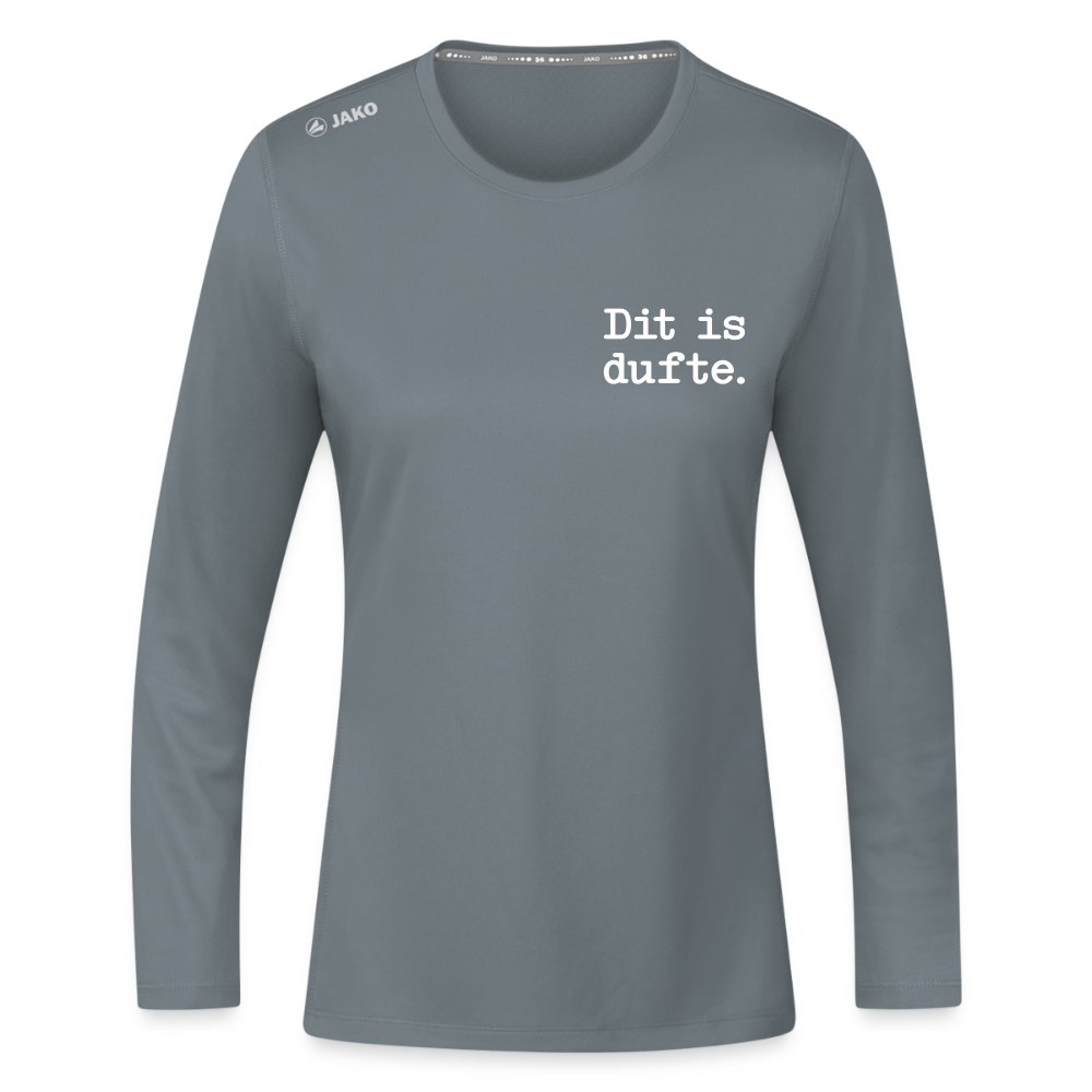 Dit is dufte - Frauen Sport Langarmshirt - Grau