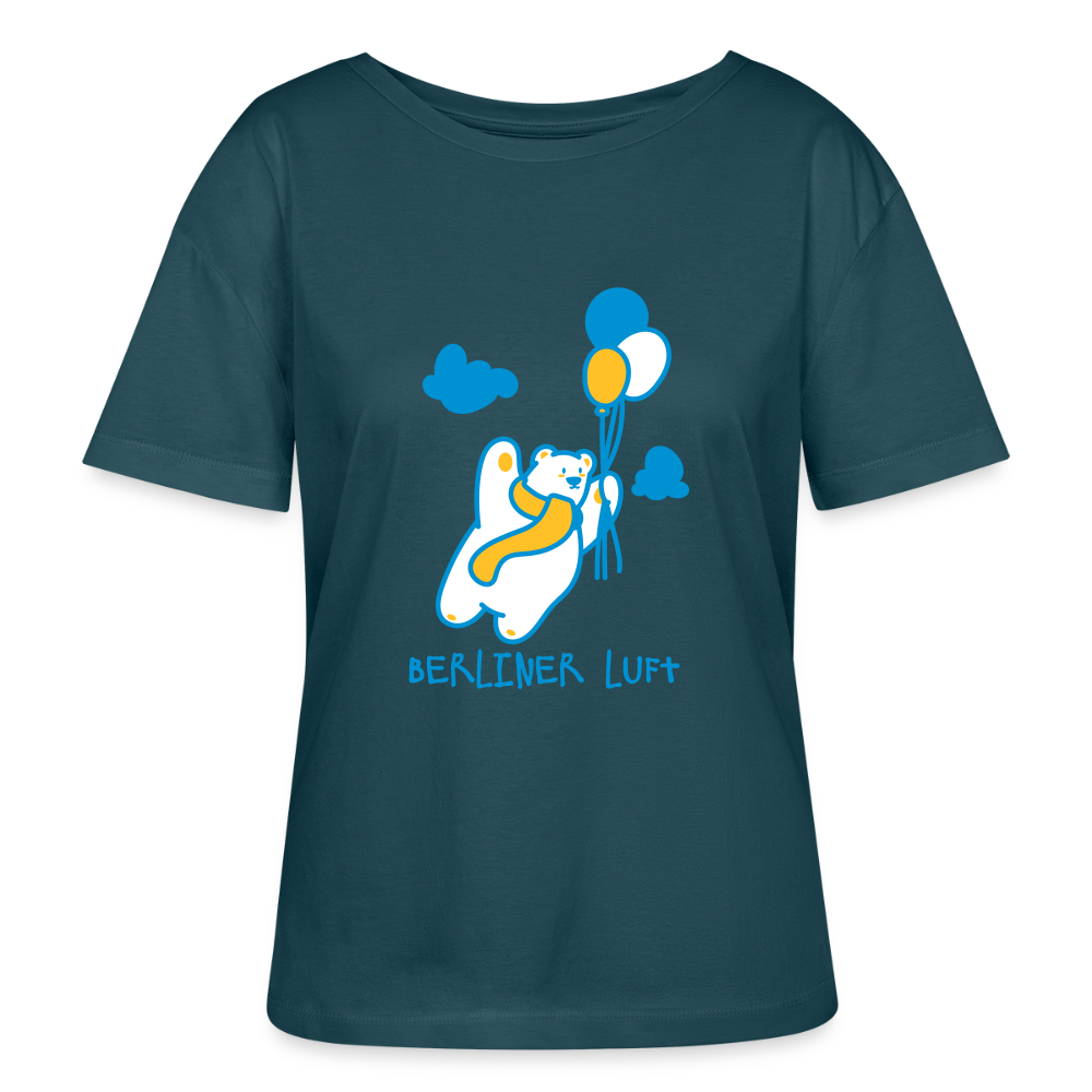 Der Bär fliegt - Relaxed Rundhals Frauen Bio-T-Shirt - Dunkles Petrol