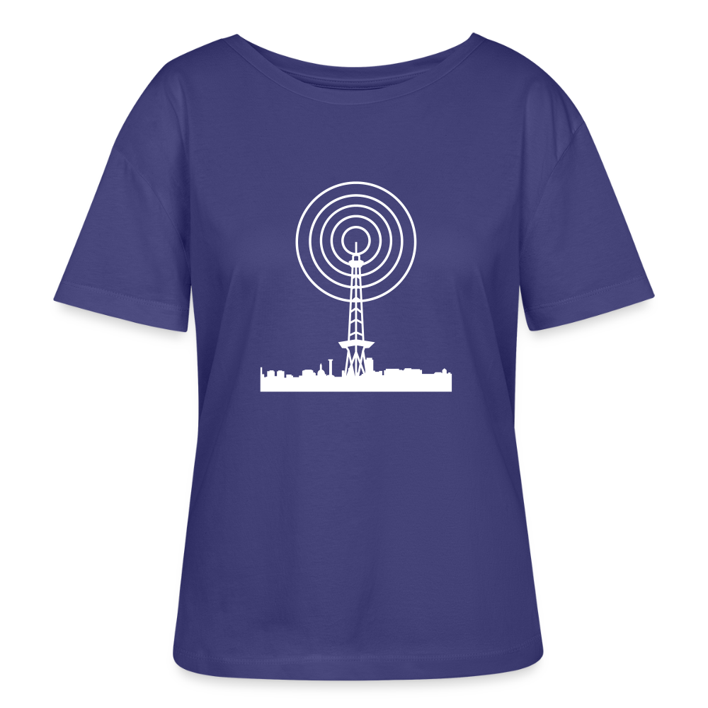 Funkturm im Fokus - Relaxed Rundhals Frauen Bio-T-Shirt - Dämmerung