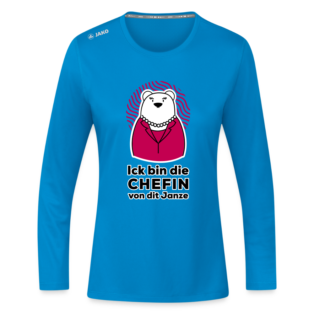 Chefin - Frauen Sport Langarmshirt - Saphirblau
