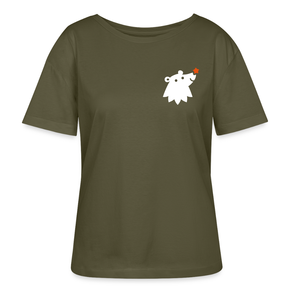 Schnauze Bär - Relaxed Rundhals Frauen Bio-T-Shirt - Khaki