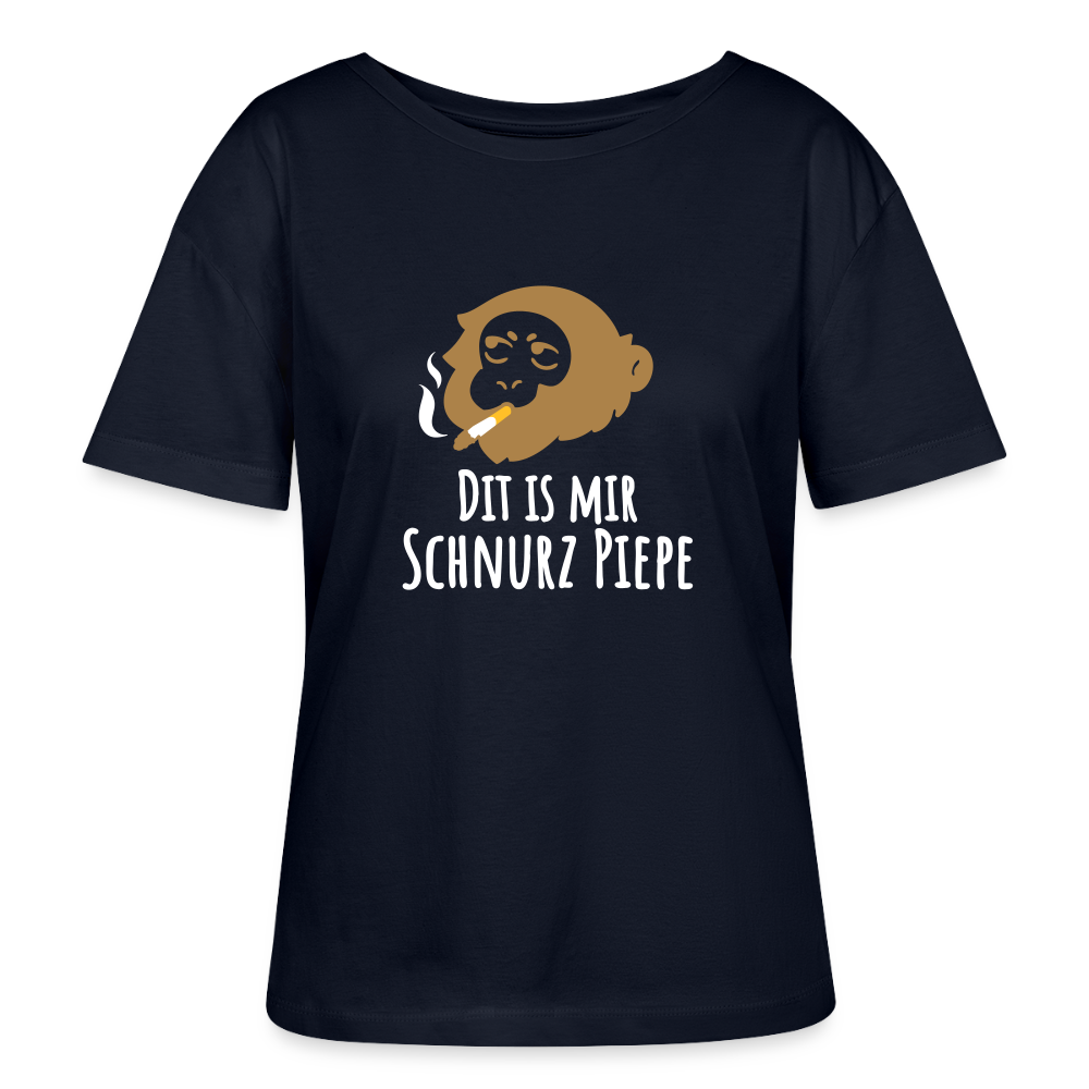 Dit is mir Schnurz Affe - Relaxed Rundhals Frauen Bio-T-Shirt - Navy