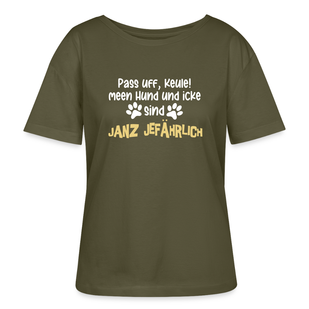 Janz Jefährlich - Relaxed Rundhals Frauen Bio-T-Shirt - Khaki