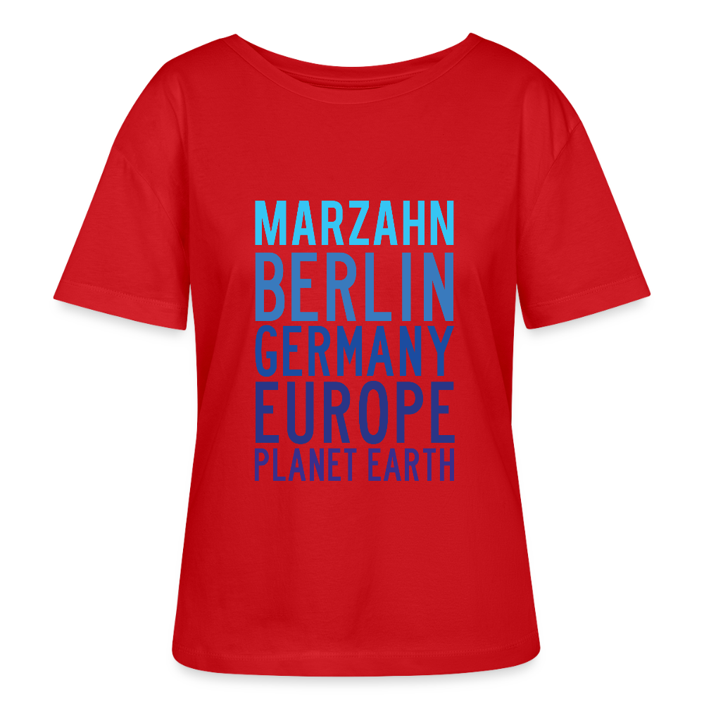 Marzahn Planet Earth - Relaxed Rundhals Frauen Bio-T-Shirt - Rot