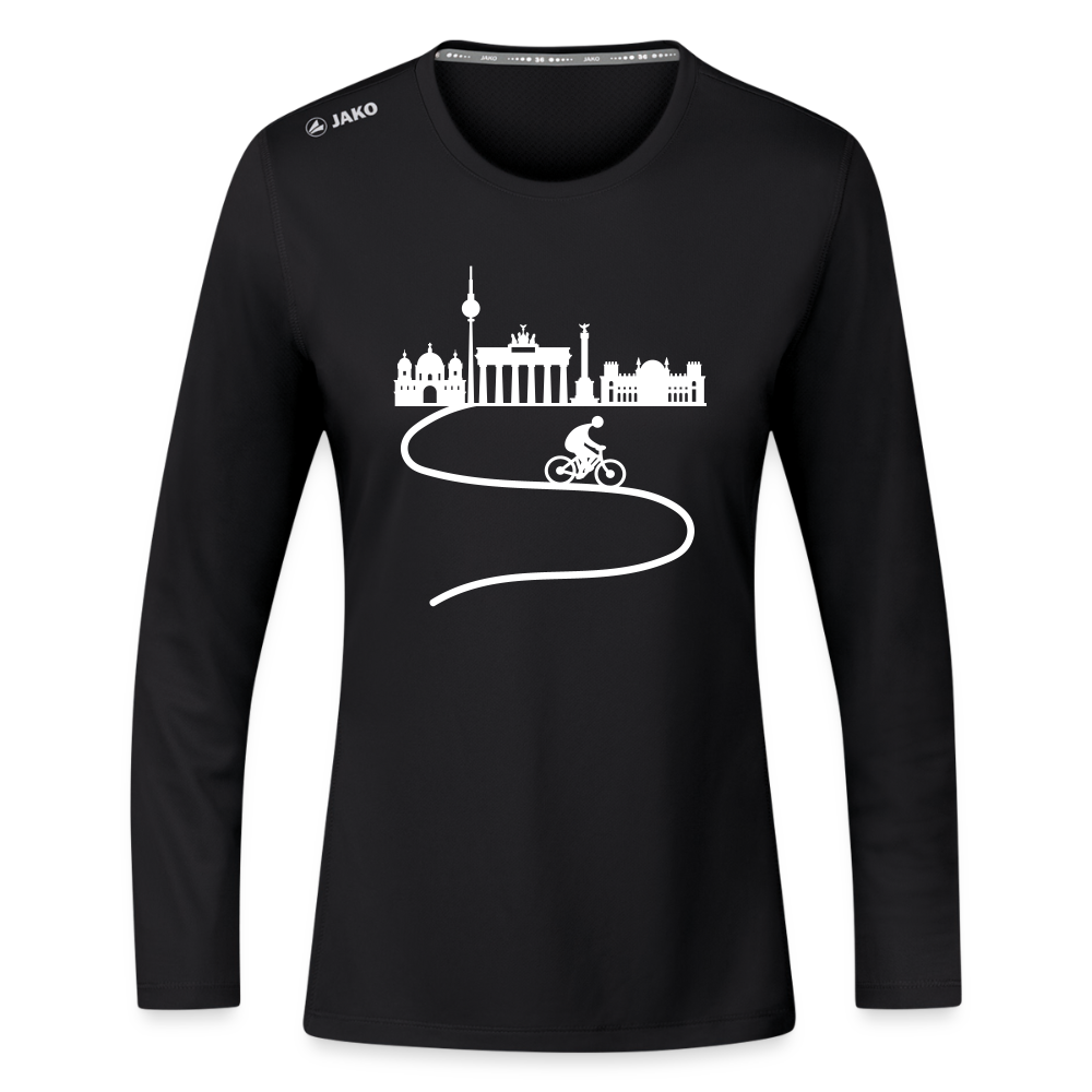 Aus der Stadt - Frauen Sport Langarmshirt - Schwarz