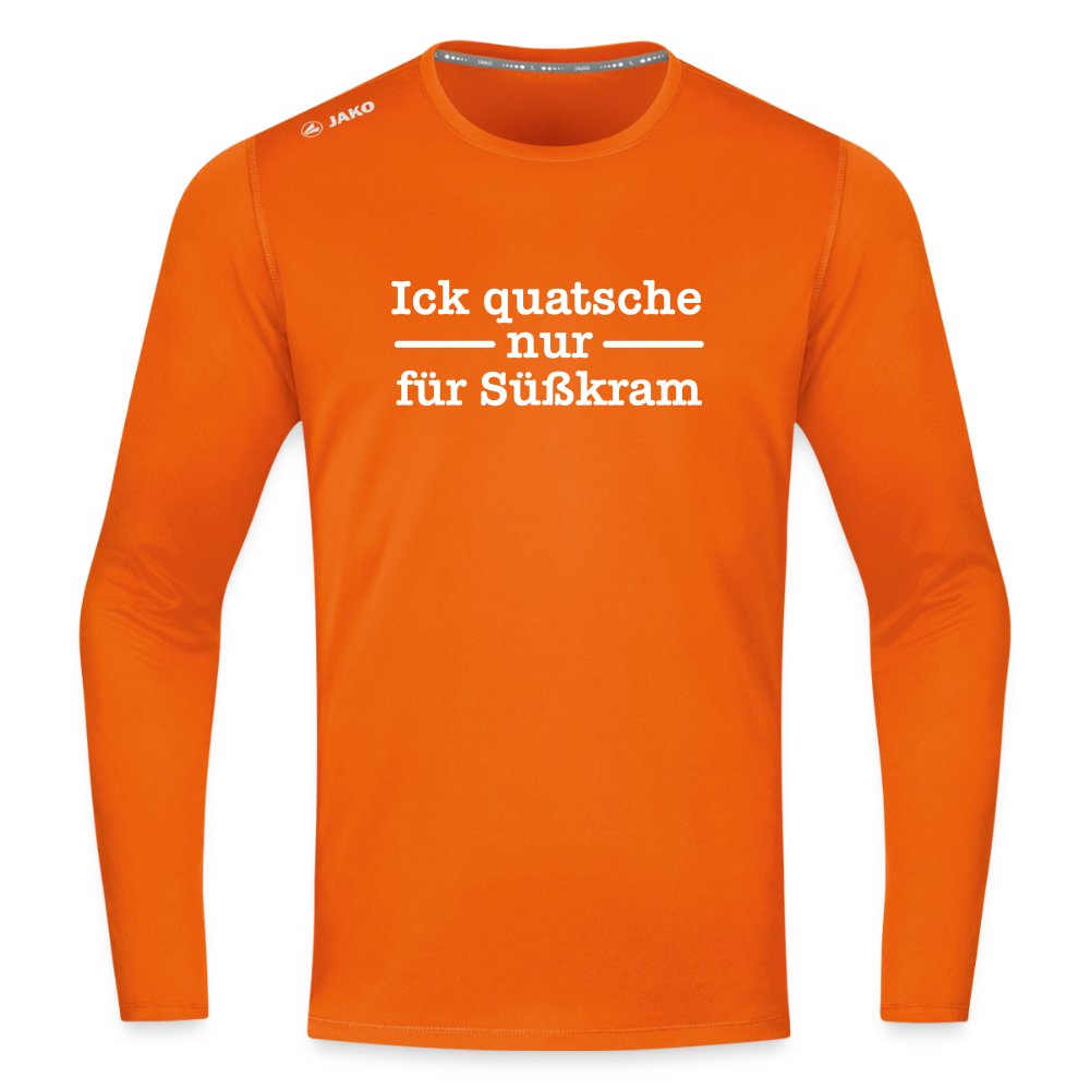 Ick quatsche nur für Süßkram - Männer Sport Langamshirt - Neonorange