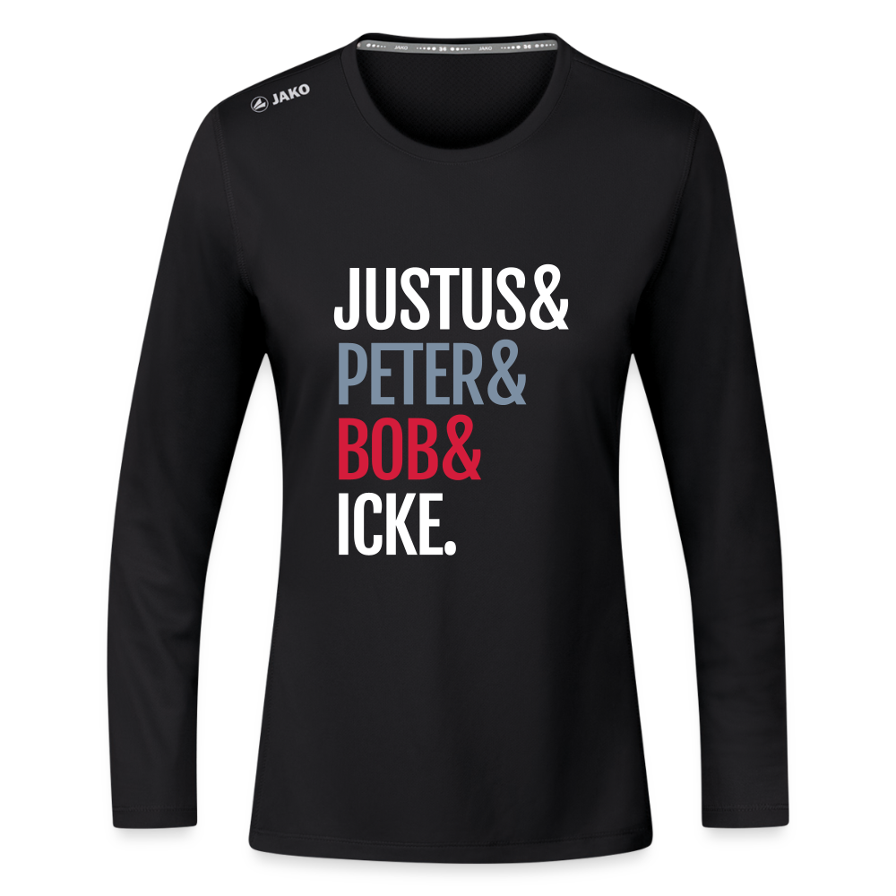 Justus & Peter & Bob & Icke - Frauen Sport Langarmshirt - Schwarz