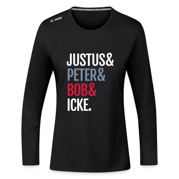 Justus & Peter & Bob & Icke - Frauen Sport Langarmshirt - Schwarz