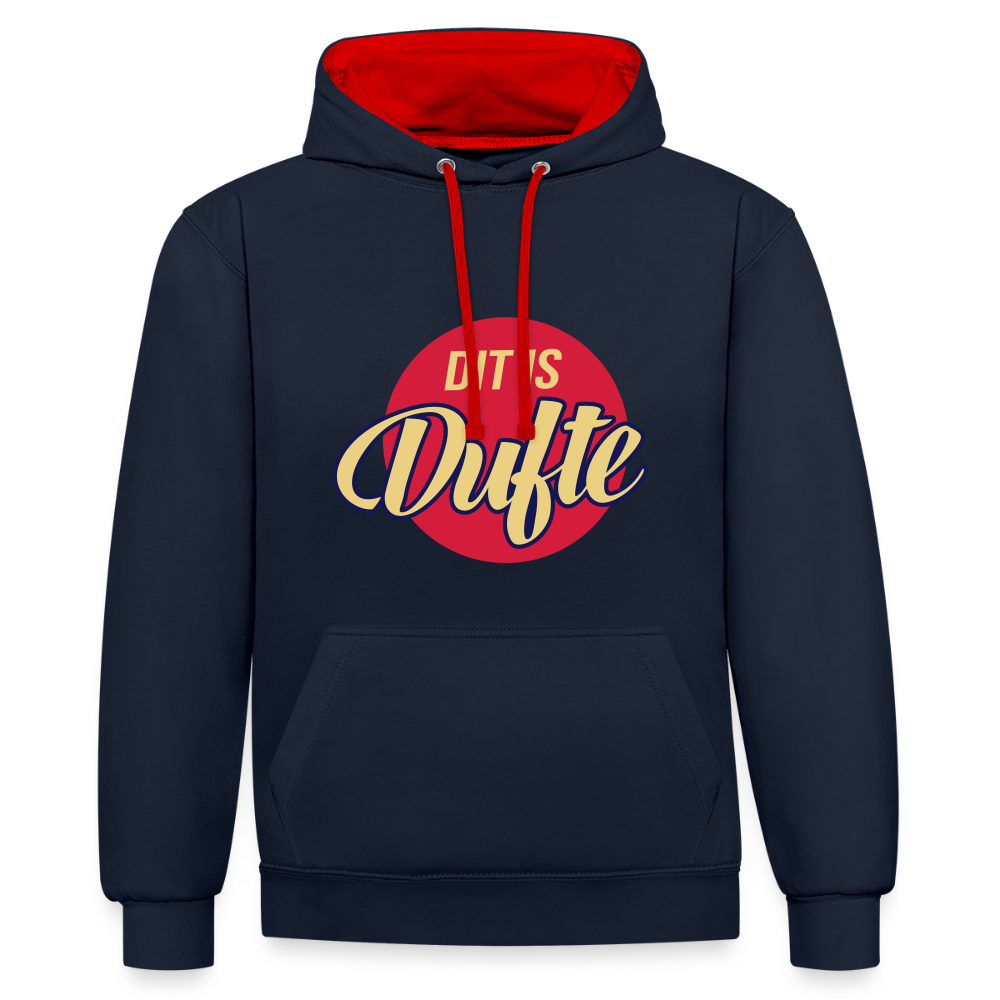 Dit Is Dufte - Kontrast Hoodie - Navy/Rot
