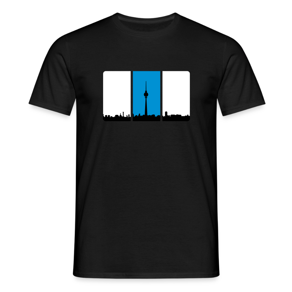 Berliner Skyline in Streifen - Männer Premium T-Shirt - Schwarz