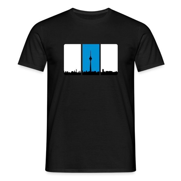 Berliner Skyline in Streifen - Männer Premium T-Shirt - Schwarz