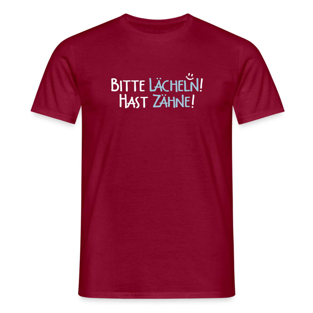 Bitte lächeln! Hast Zähne! - Männer Premium T-Shirt - Ziegelrot