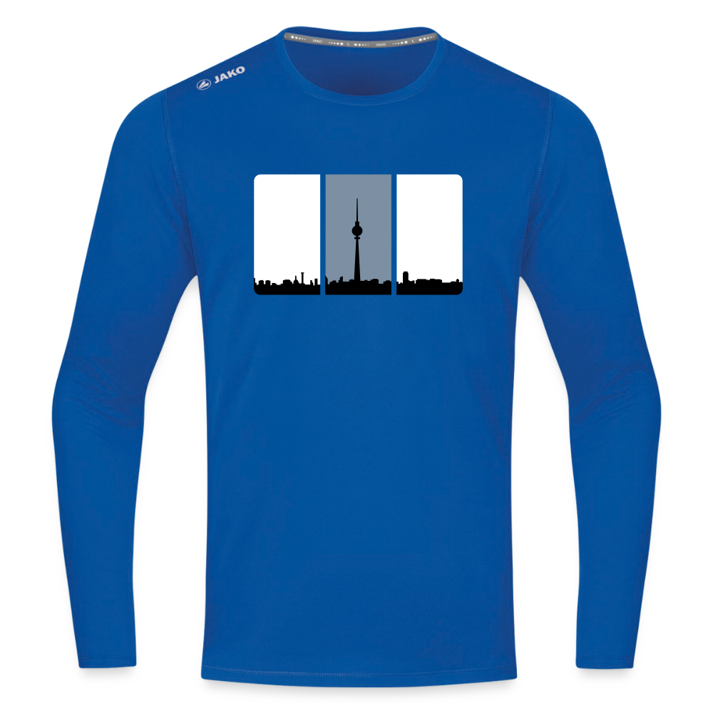 Berliner Skyline in Streifen - Männer Sport Langamshirt - Royalblau