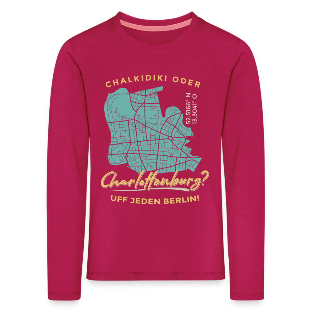 Chalkidiki oder Charlottenburg - Kinder Langarmshirt - dunkles Pink