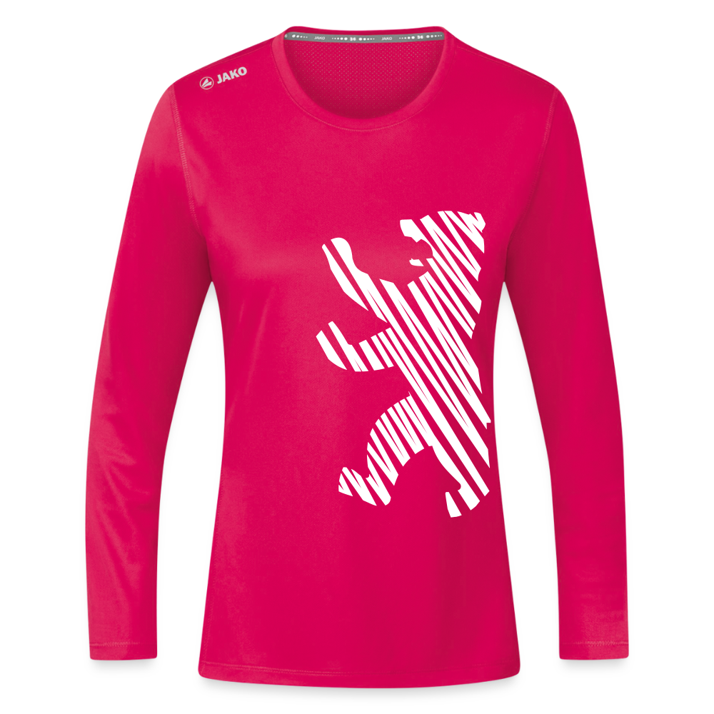 Berliner Bär im Netz - weiß - Frauen Sport Langarmshirt - dunkles Pink
