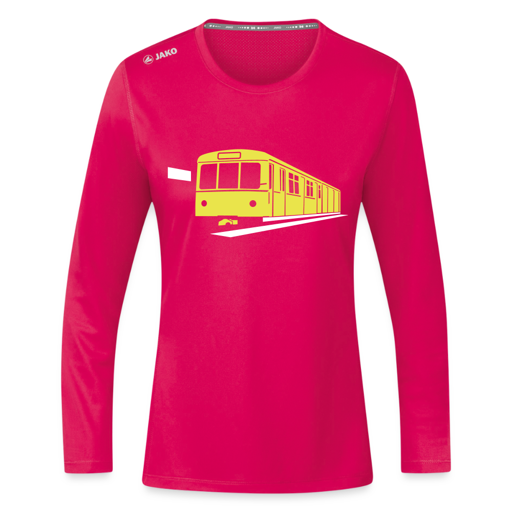 Die U-Bahn kommt - Frauen Sport Langarmshirt - dunkles Pink