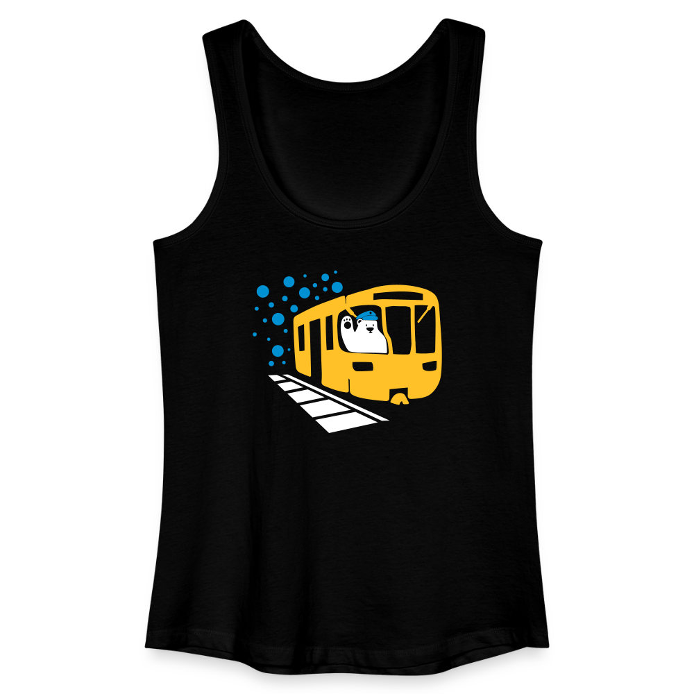Bär in U-Bahn Kommt - Frauen Bio Tank Top - Schwarz