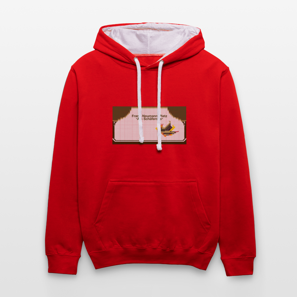 Franz-Neumann-Platz - Kontrast Hoodie - Rot/Weiß