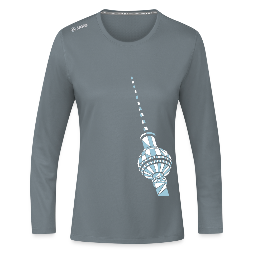 Fernsehturm Geometrie - Frauen Sport Langarmshirt - Grau
