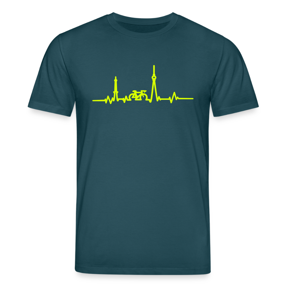 Herzschlag für Fahrradfahrer - Unisex Bio T-Shirt - Dunkles Petrol