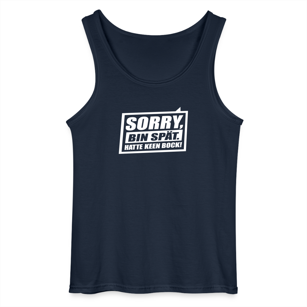 Sorry, ick bin spät. Hatte keen Bock. - Männer Tank Top - Navy