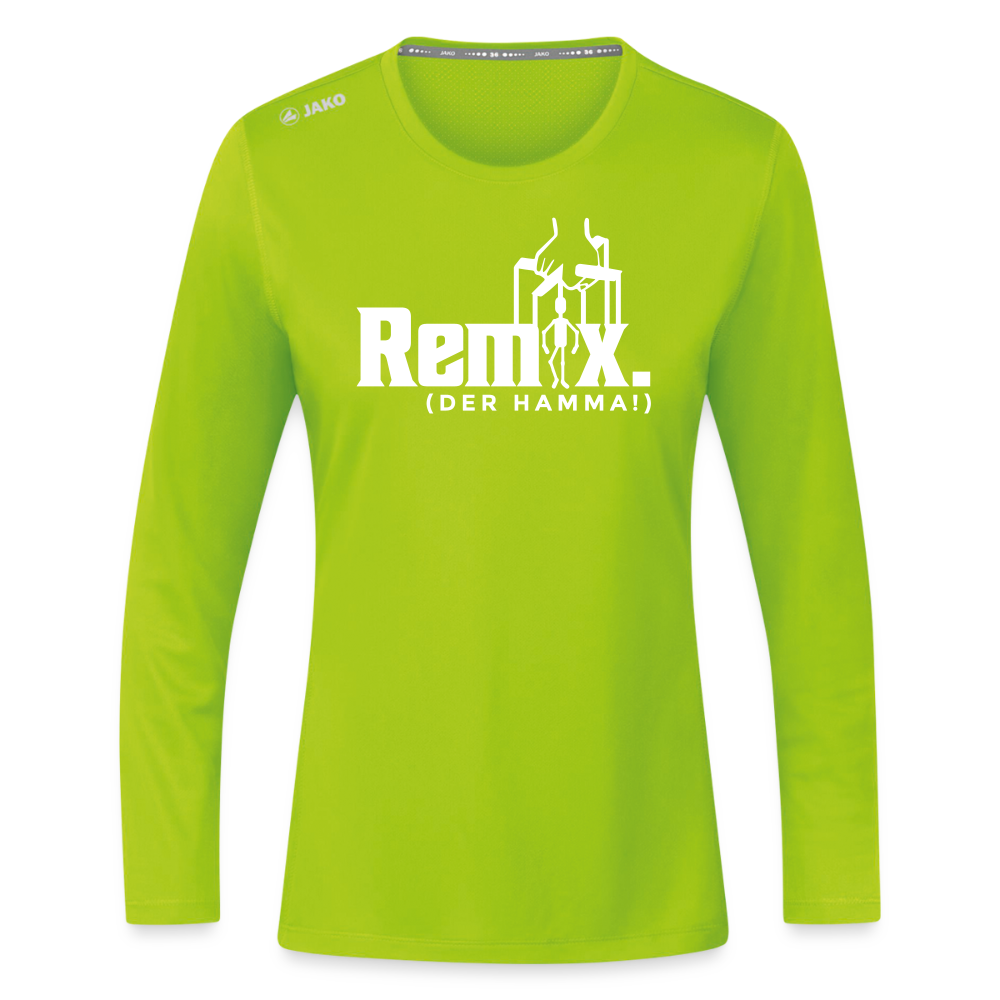 Remix. - Frauen Sport Langarmshirt - Neongrün