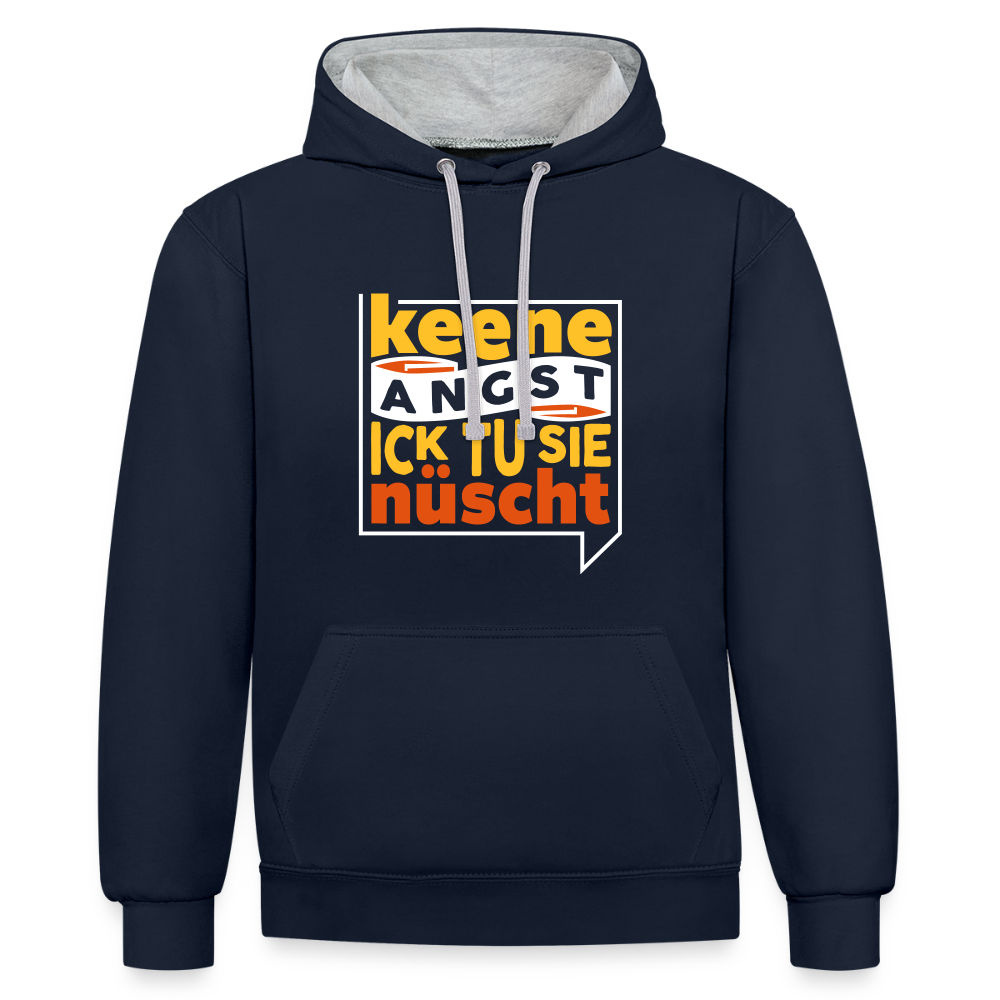 Keene Angst Ick Tu Sie Nüscht - Kontrast Hoodie - Navy/Grau meliert