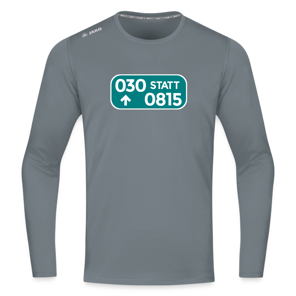 030 statt 0815 - Männer Sport Langamshirt - Grau
