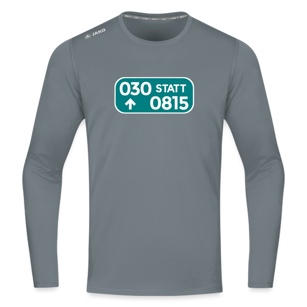 030 statt 0815 - Männer Sport Langamshirt - Grau