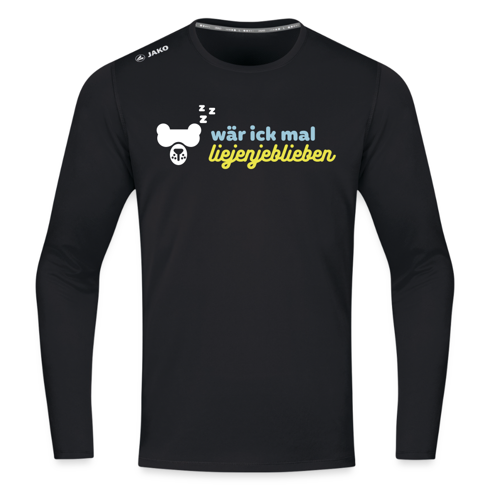 wär ick mal liejenjeblieben - Männer Sport Langamshirt - Schwarz