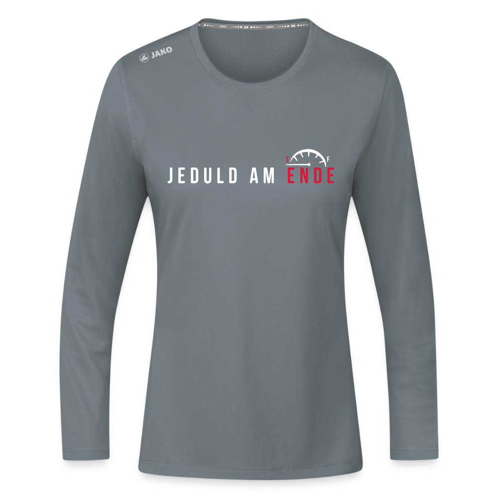 Jeduld am Ende - Frauen Sport Langarmshirt - Grau