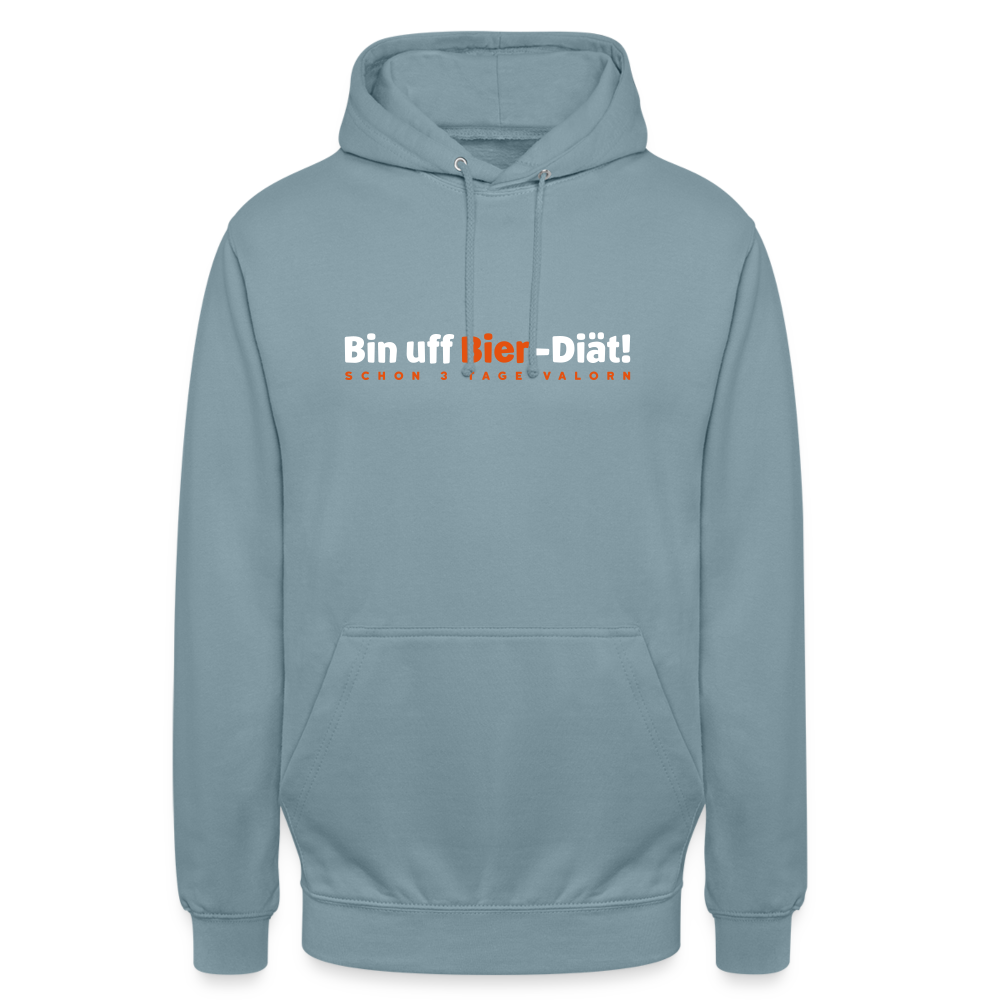 Bin uff Bier-Diät! (schon 3 Tage valorn) - Unisex Hoodie - Nebelblau