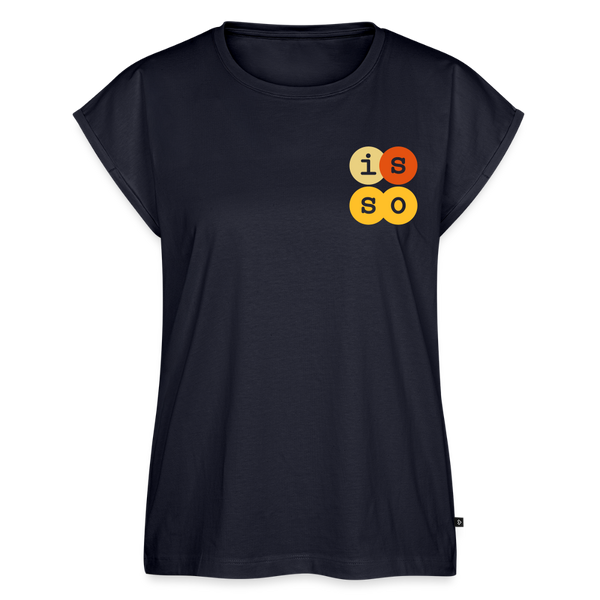IsSo - Frauen T-Shirt mit gerollten Ärmeln - Navy