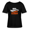 Sex, Drucks & Currywurst - Relaxed Rundhals Frauen Bio-T-Shirt - Schwarz