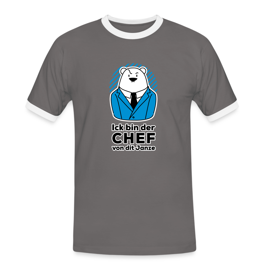 Chef - Männer Ringer T-Shirt - Dunkelgrau/Weiß