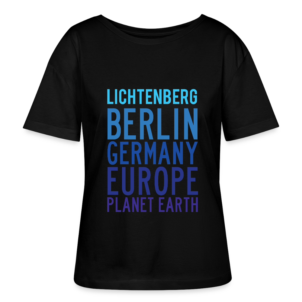 Lichtenberg Planet Earth - Relaxed Rundhals Frauen Bio-T-Shirt - Schwarz