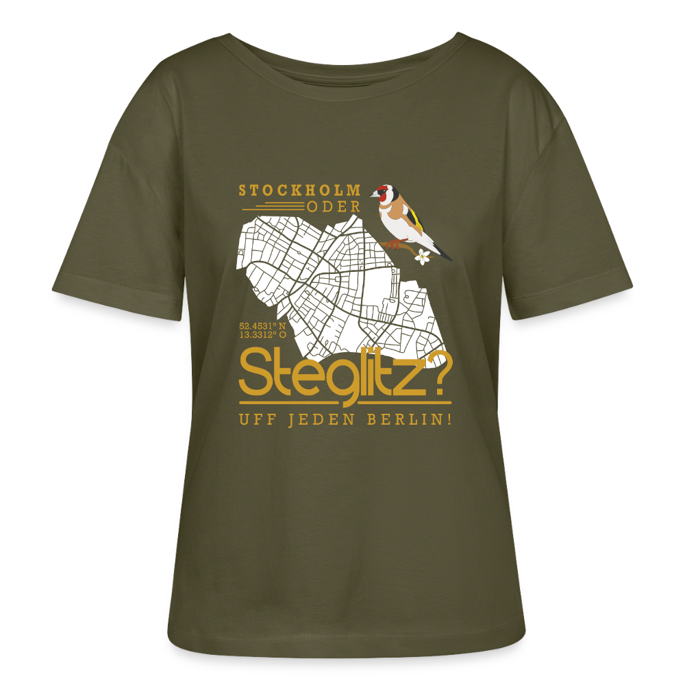 Stockholm oder Steglitz - Relaxed Rundhals Frauen Bio-T-Shirt - Khaki