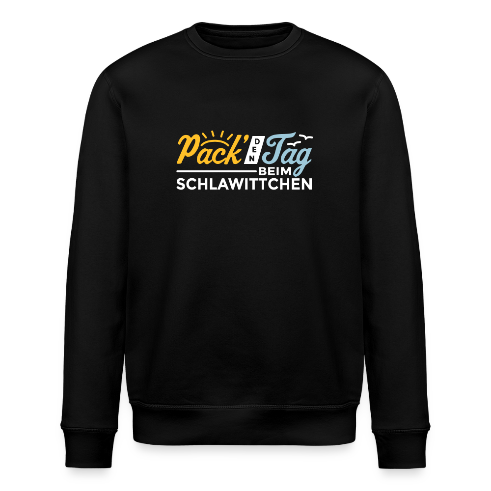 Pack' den Tag beim Schlawittchen - Unisex Bio Sweatshirt - Schwarz
