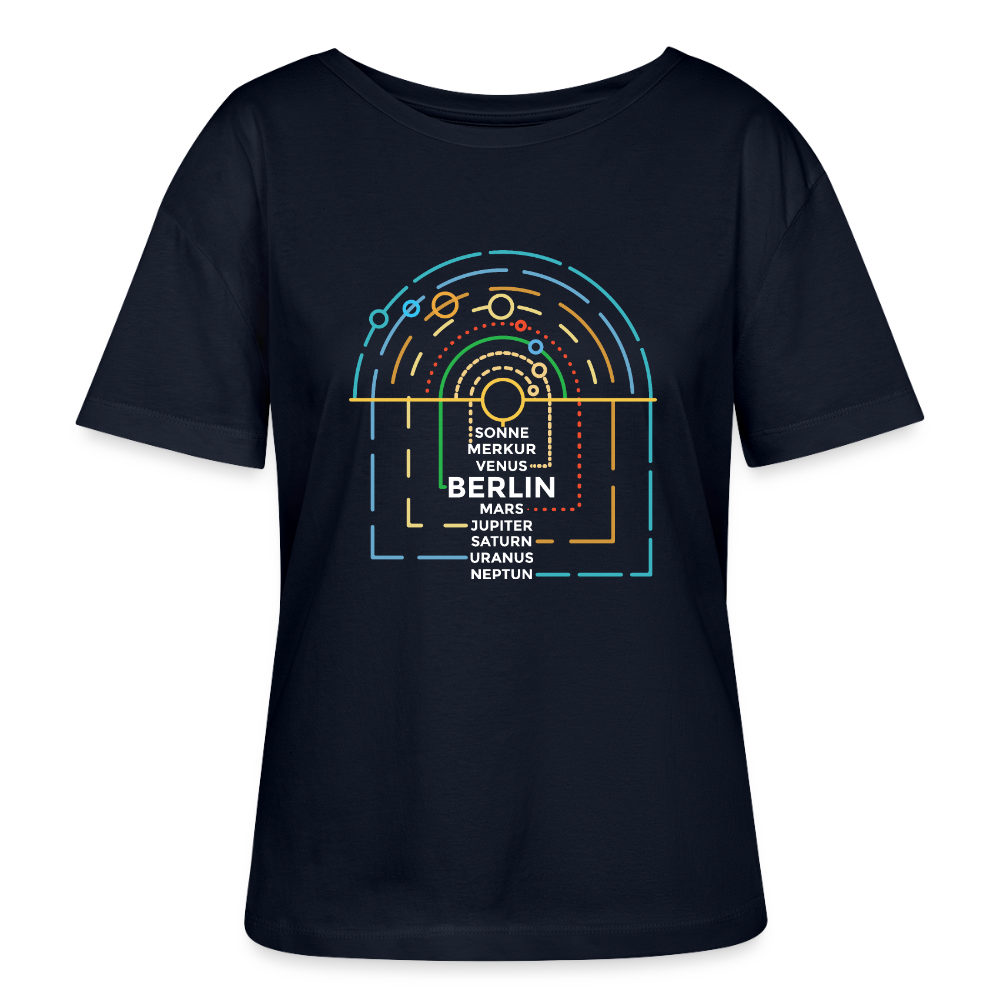 Berlin im Sonnensystem - Relaxed Rundhals Frauen Bio-T-Shirt - Navy