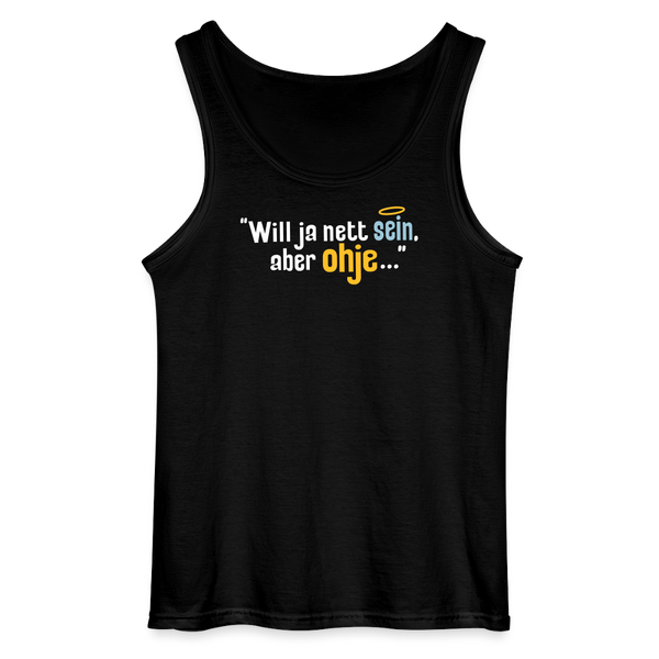 Will ja nett sein, aber ohje... - Männer Tank Top - Schwarz